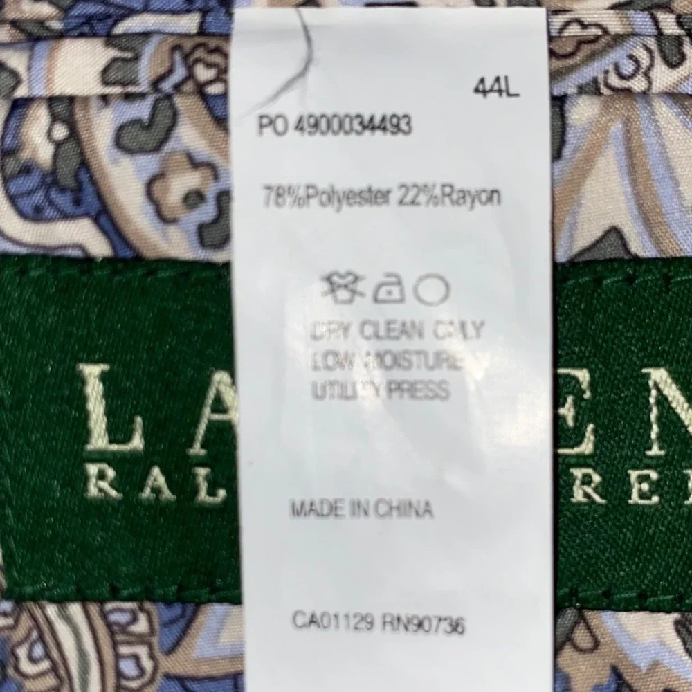Lauren Ralph Lauren Mens 44L Grey Herringbone Glen Check Blazer Paisley Lining